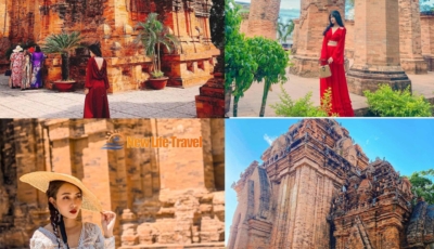 Du khách chụp ảnh check in tại Tháp Bà Ponagar Nha Trang