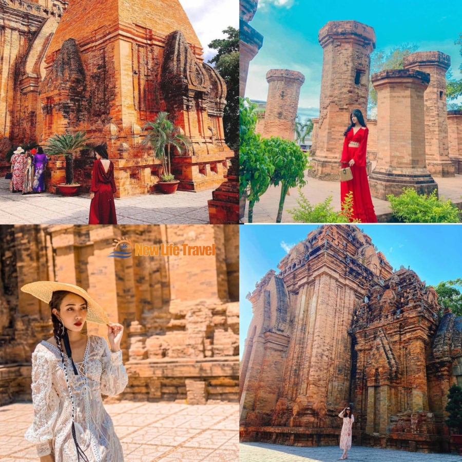 Du khách chụp ảnh check in tại Tháp Bà Ponagar Nha Trang