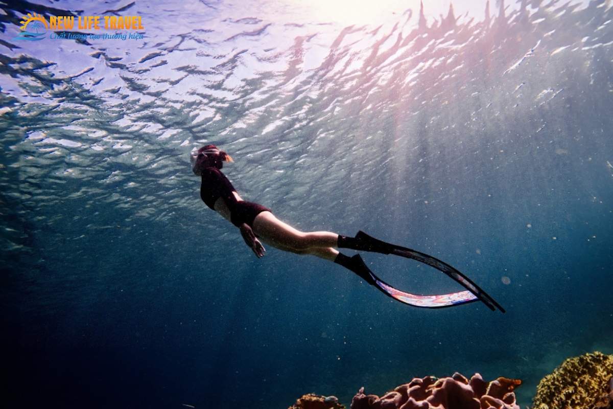 Du khách trải nghiệm dịch vụ lặn biển snorkeling tại Hòn Mun Nha Trang