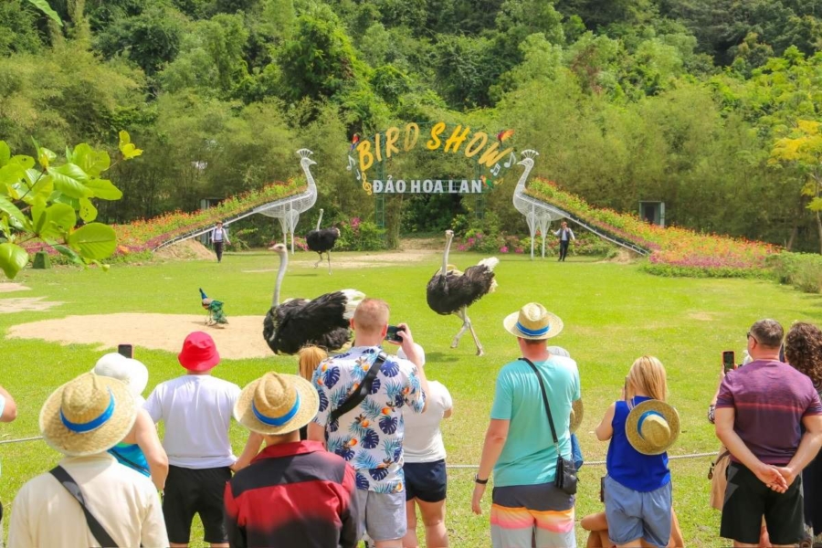 Du khách tham quan đảo Hoa Lan tại Vịnh Nha Phu