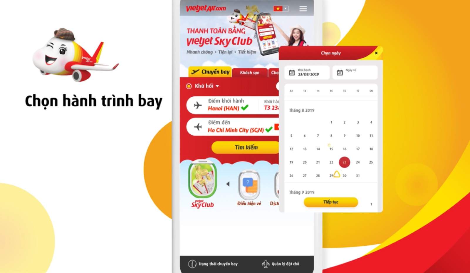 Cách đặt vé máy bay khứ hồi Vietjet qua app