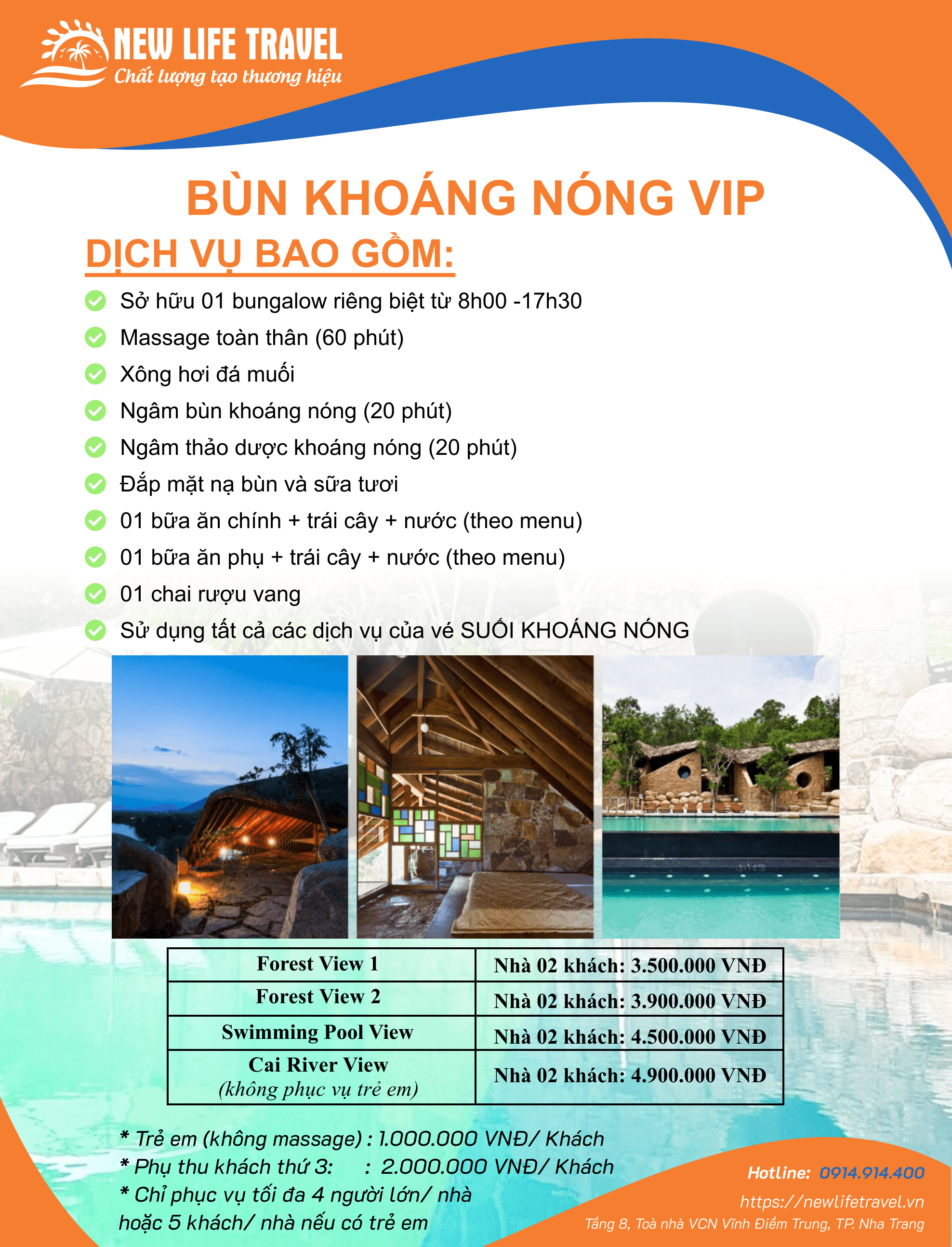 Bảng giá dịch vụ Bùn khoáng nóng Vip (Nine Spa cao cấp) I Resort Nha Trang