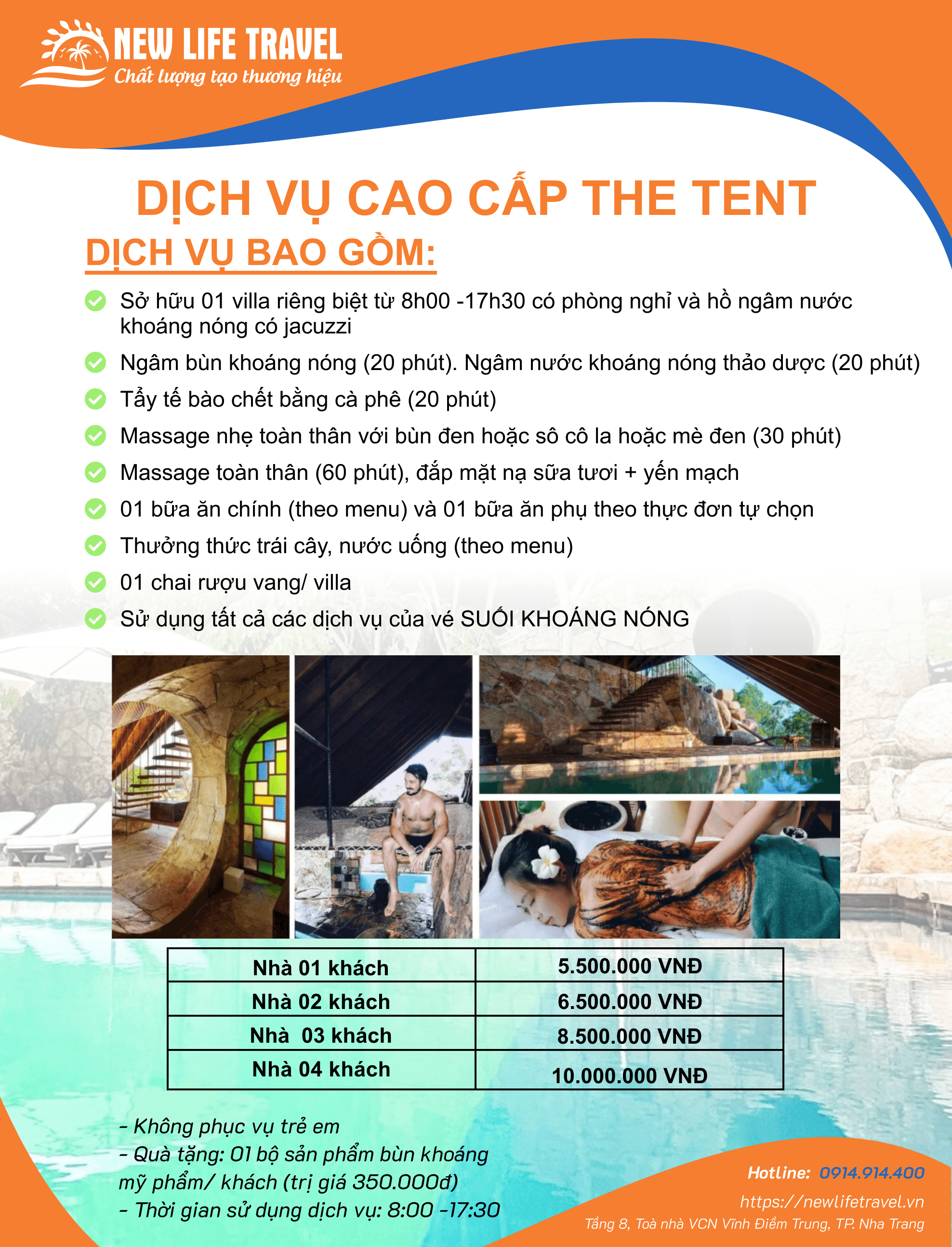 Bảng giá dịch vụ cao cấp THE TENT I-Resort Nha Trang