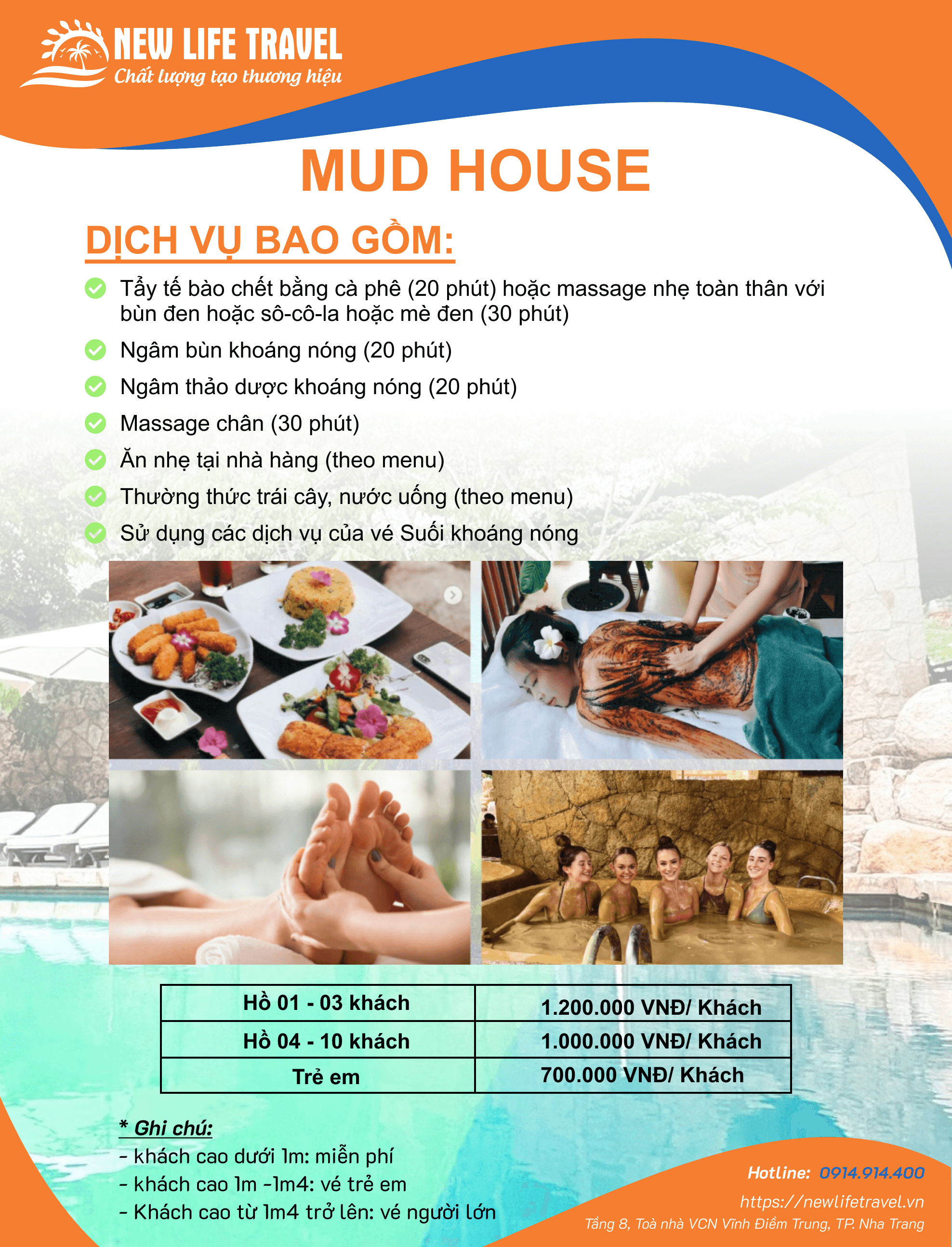 Bảng giá dịch vụ Mud House I Resort Nha Trang tháng 10/2024