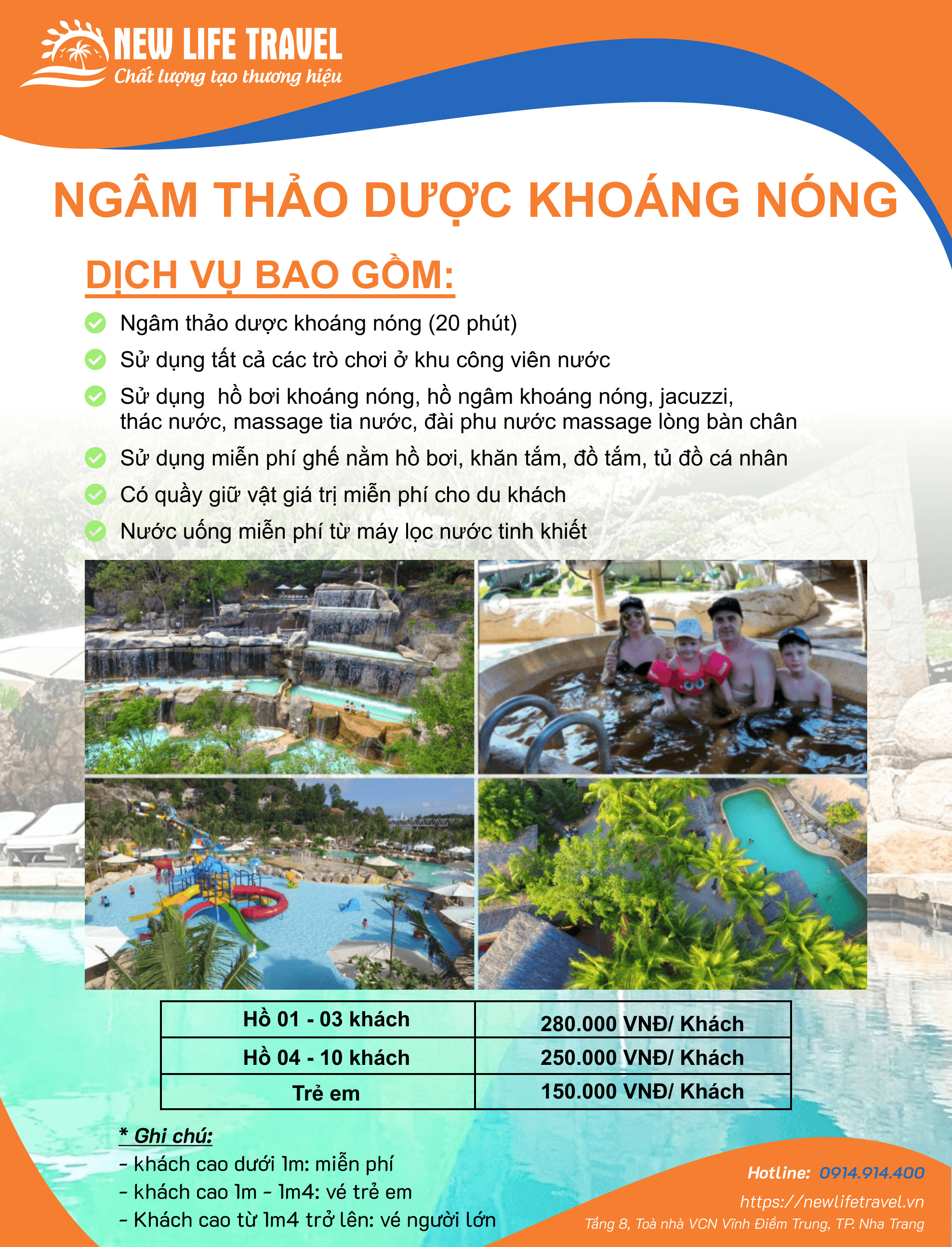 Bảng giá dịch vụ ngâm thảo dược khoáng nóng I-Resort