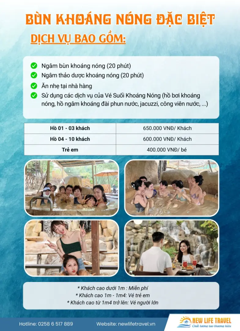 Giá vé bùn khoáng nóng đặc biệt I Resort Nha Trang Giá vé bùn khoáng nóng đặc biệt I Resort Nha Trang