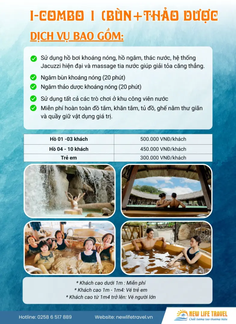 Giá vé I Combo 1: Tắm Bùn, thảo dược I Resort Nha Trang Giá vé I Combo 1: Tắm Bùn, thảo dược I Resort Nha Trang
