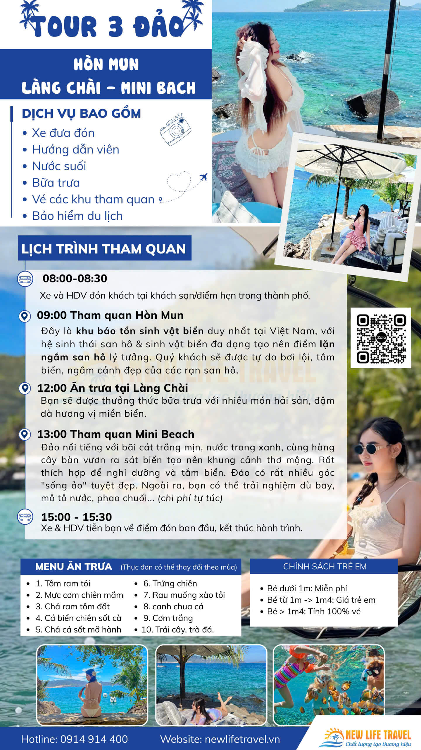 Lịch trình tour 3 đảo Nha Trang: Hòn Mun - Làng Chài - Mini Beach Lịch trình tour 3 đảo Nha Trang: Hòn Mun - Làng Chài - Mini Beach