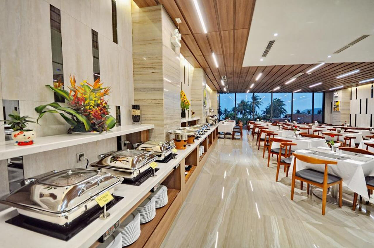 Khu vực phục vụ buffet sáng khách sạn Melissa Nha Trang Khu vực phục vụ buffet sáng khách sạn Melissa Nha Trang