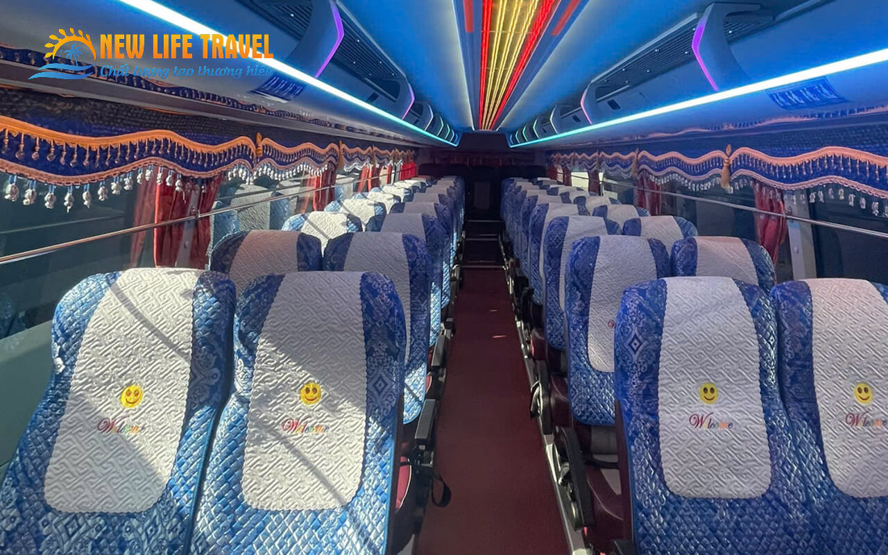 Interior of 45-Seater Tourist Bus from Nha Trang to Mui Ne – New Life Travel