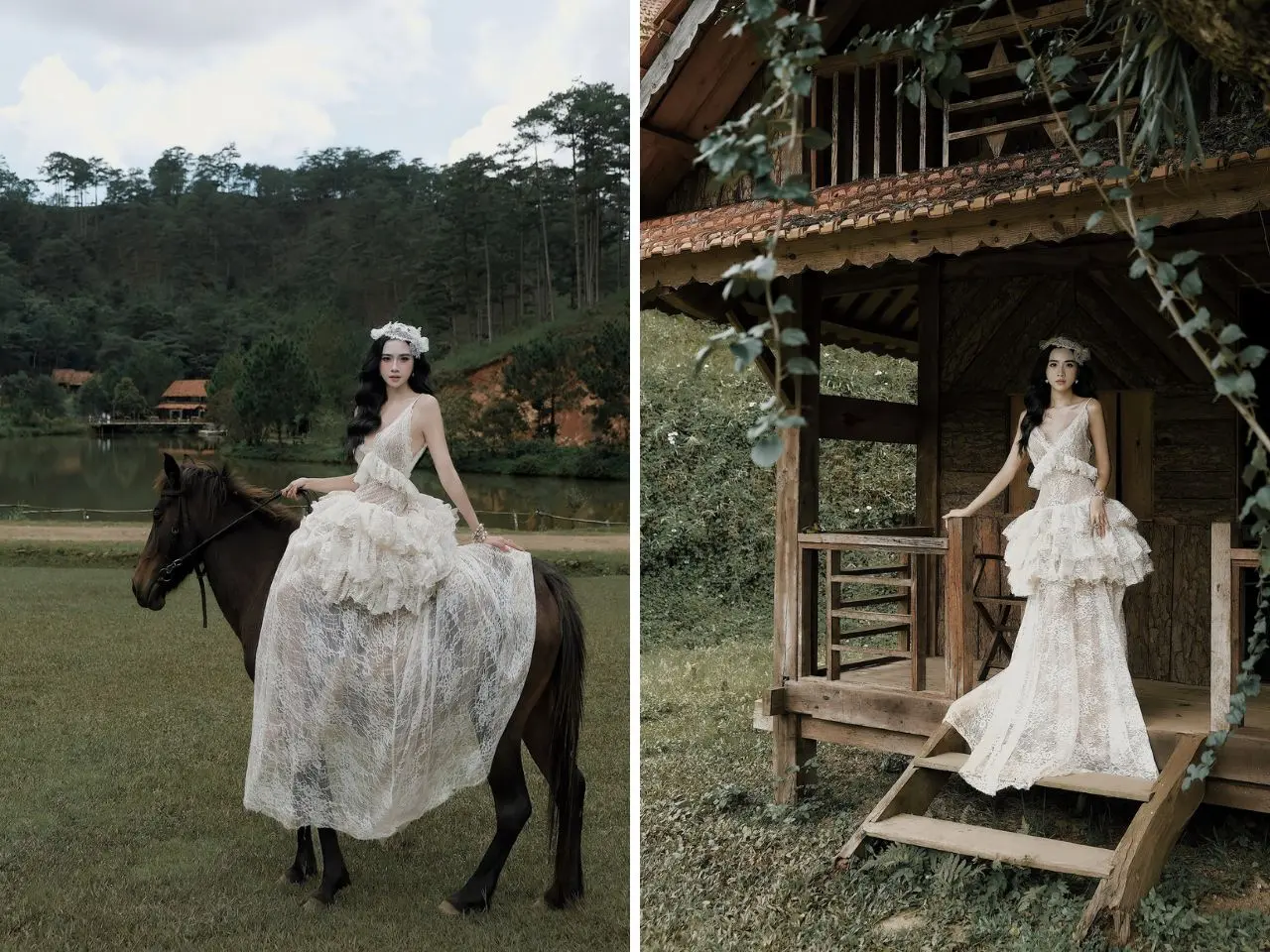 Hình ảnh du khách check in cùng chú ngựa tại Làng Cù Lần