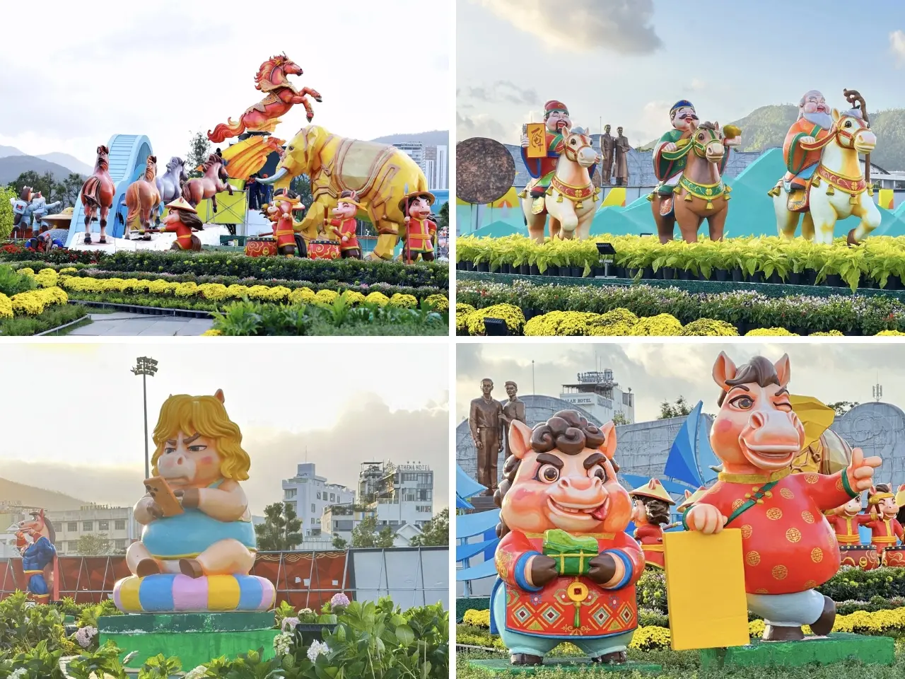 Cụm linh vật được xây dựng theo concept một gia đình ngựa tại Quy Nhơn 2026