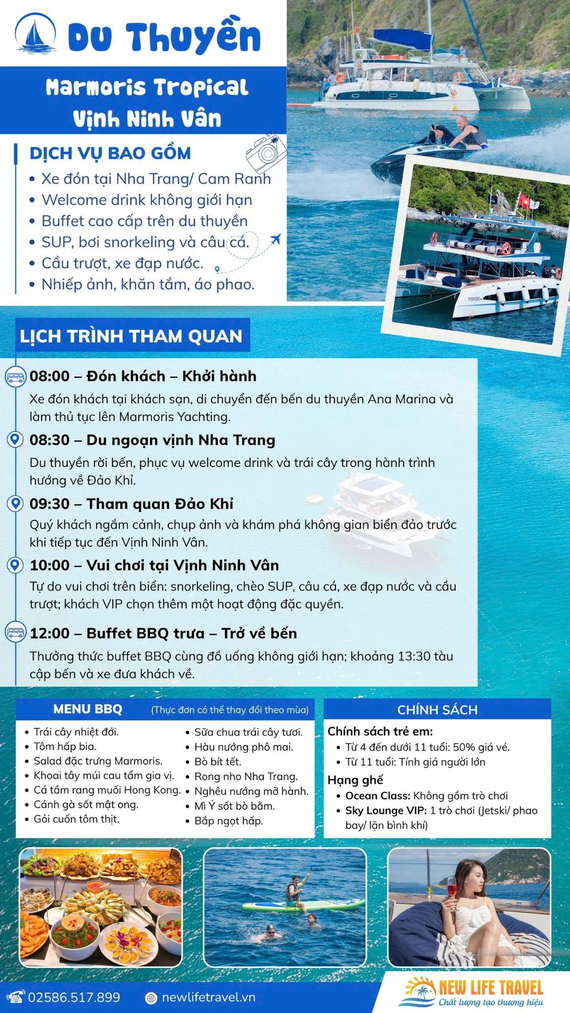Chi tiết lịch trình tour du thuyền Marmoris Tropical
