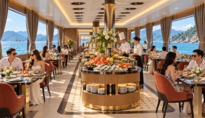 khong-gian-quay-buffet-o-tour-du-thuyen-halora